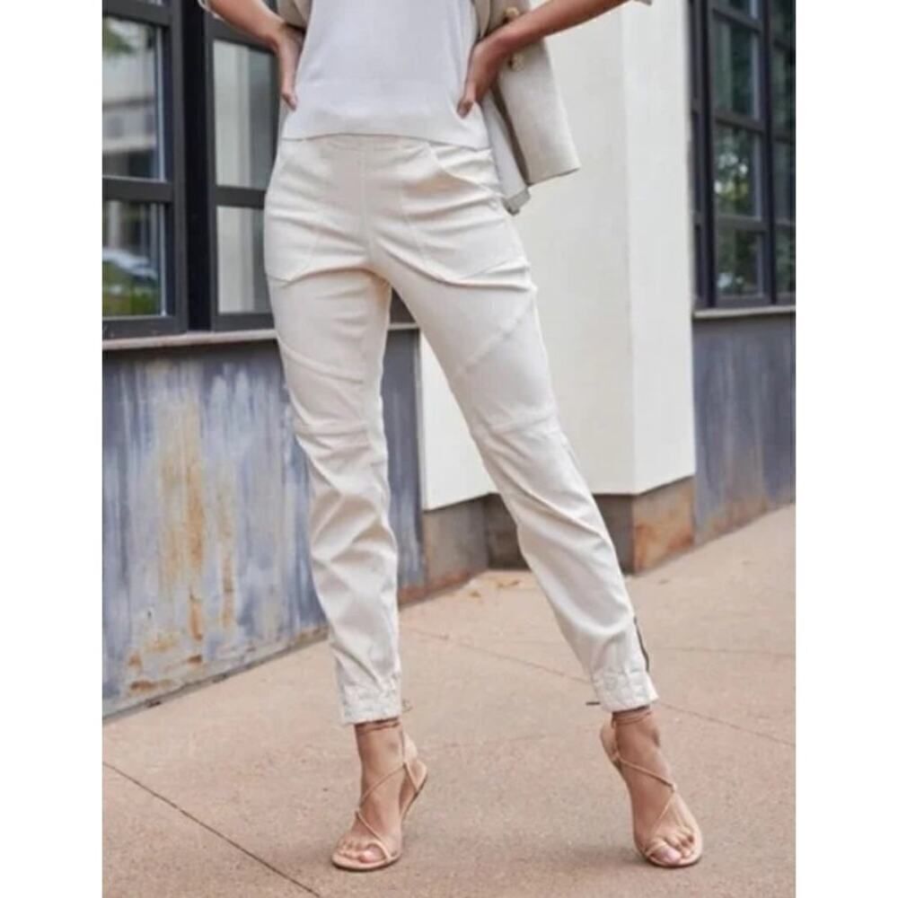 Spanx Stretch Twill Cargo Jogger Pants Parchment Sz. XS